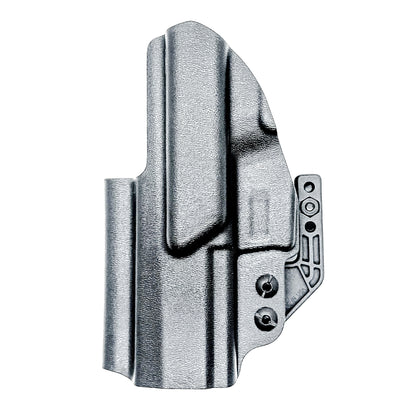 Inside Waistband IWB Holster for the P320 Carry pistols, and M18 with Align Tactical Thumb Rest Takedown Lever in black with a DCC Monoblock and a Modwing.