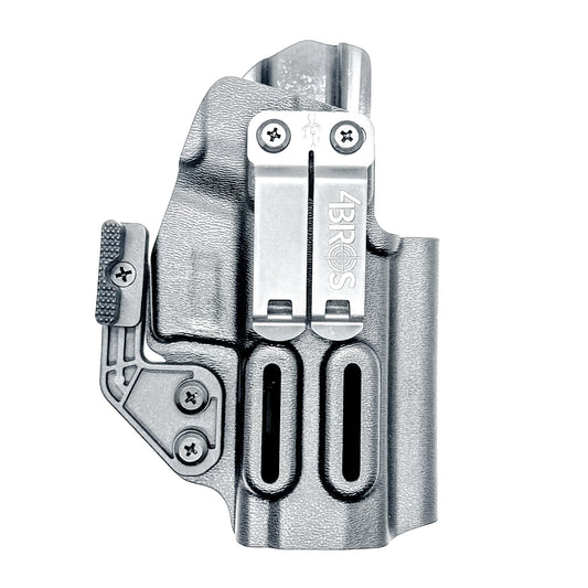 Black IWB Kydex Inside Waistband Holster for the P320 Carry pistols and the M18 handgun with GoGunsUSA Gas Pedal with a DCC Monoblock and a Modwing.