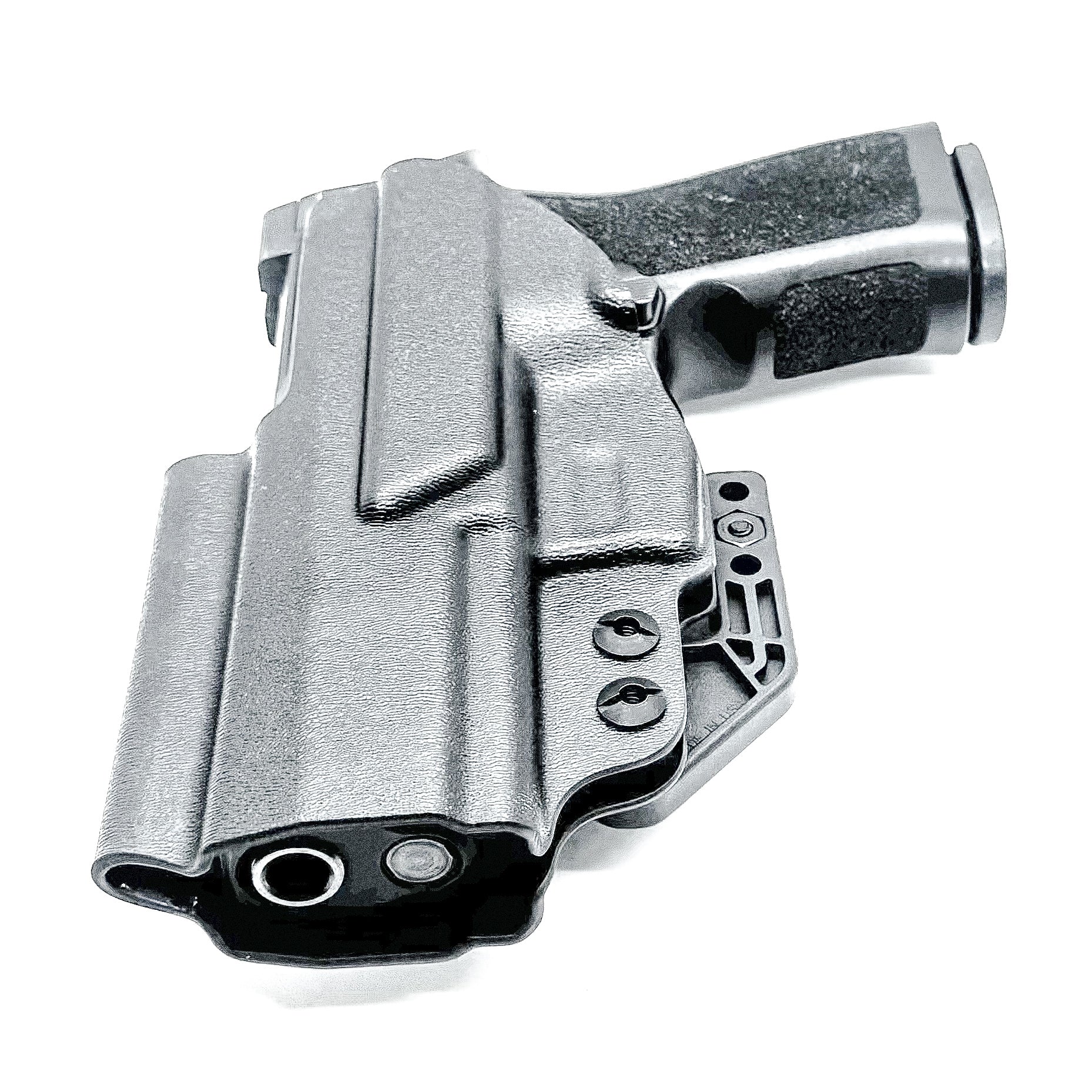 Black IWB AIWB Inside Waistband  Holster for the P320 Compact, Carry, M18 & P320 Wilson Combat Carry grip module pistols with a DCC Monoblock and a Modwing.