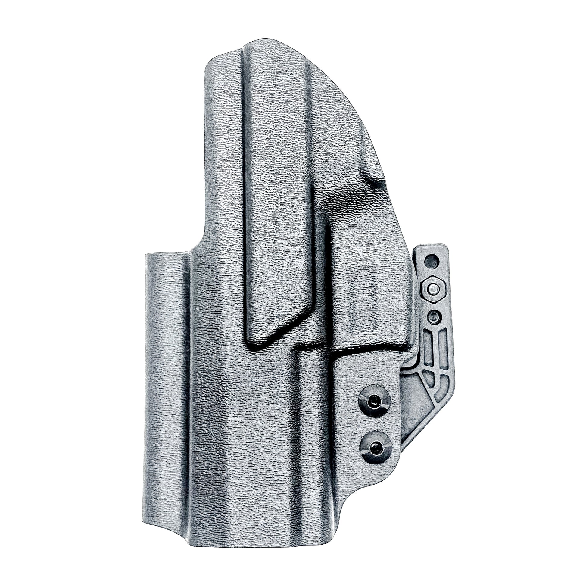 Black IWB AIWB Inside Waistband  Holster for the P320 Compact, Carry, M18 & P320 Wilson Combat Carry grip module pistols with a DCC Monoblock and a Modwing.