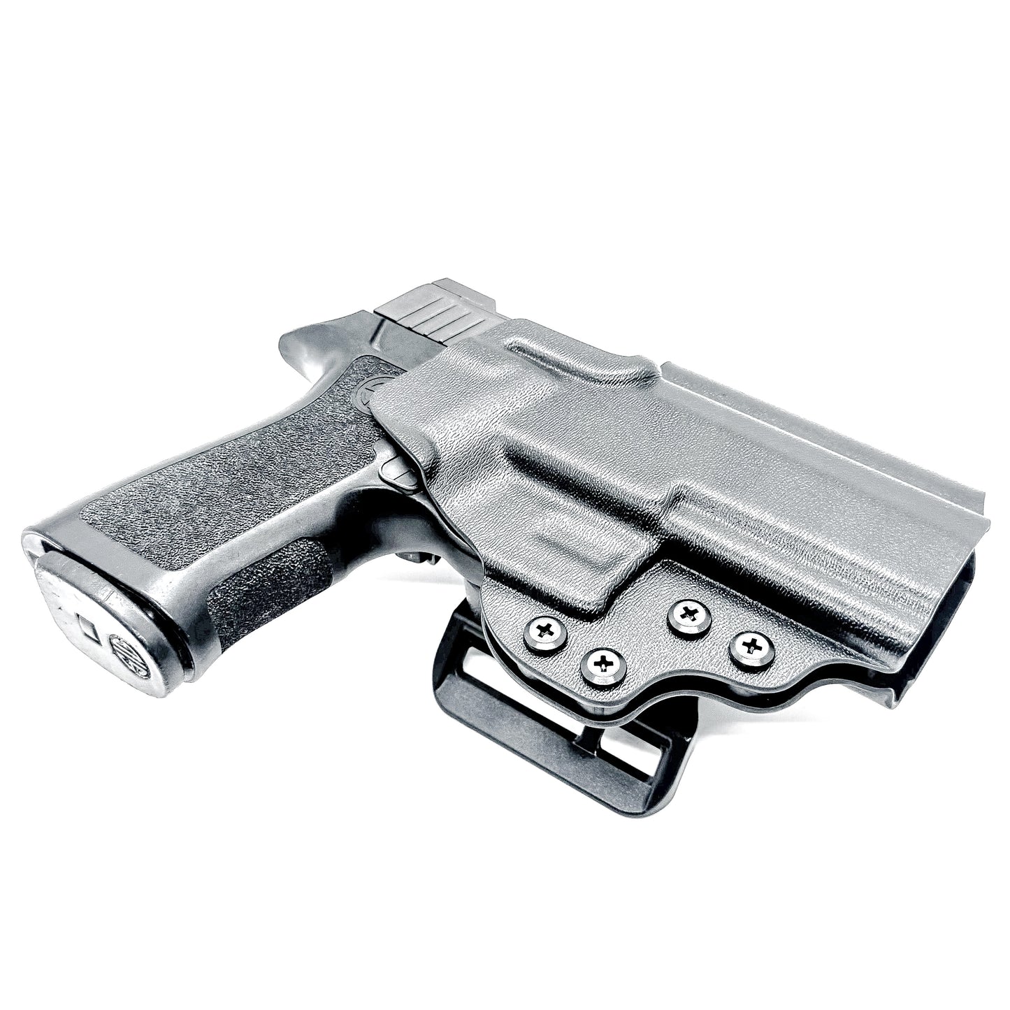 Outside Waistband Holster for Sig Sauer P320 Carry, Compact, M18 or P320  Wilson Combat Carry grip module & Gas Pedal in black with a 4BROS 1.5" Belt  Slide.