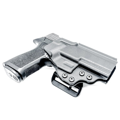 Outside Waistband Holster for Sig Sauer P320 Carry, Compact, M18 or P320  Wilson Combat Carry grip module & Gas Pedal in black with a 4BROS 1.5" Belt  Slide.