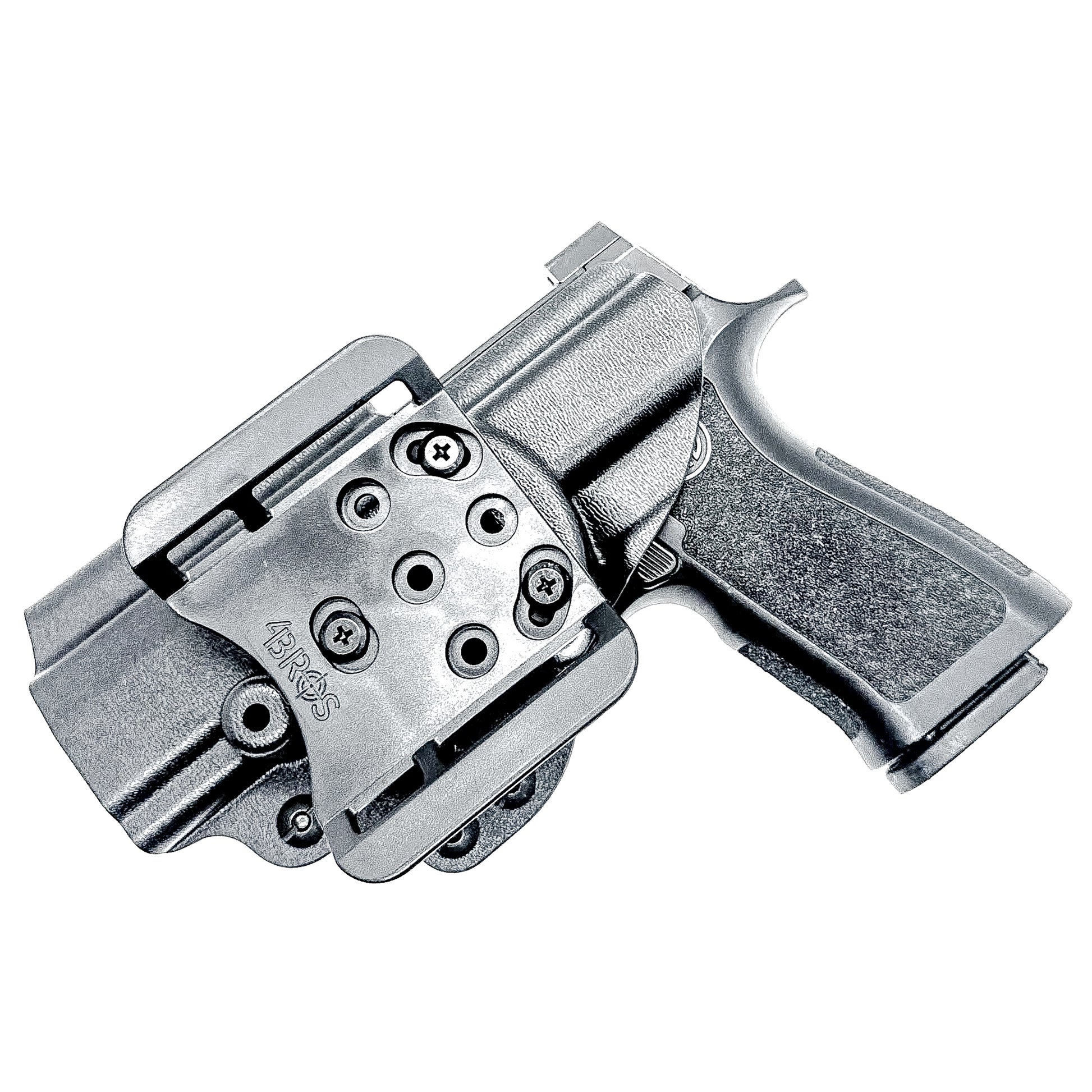 Outside Waistband Holster for Sig Sauer P320 Carry, Compact, M18 or P320  Wilson Combat Carry grip module & Gas Pedal in black with a 4BROS 1.5" Belt  Slide.