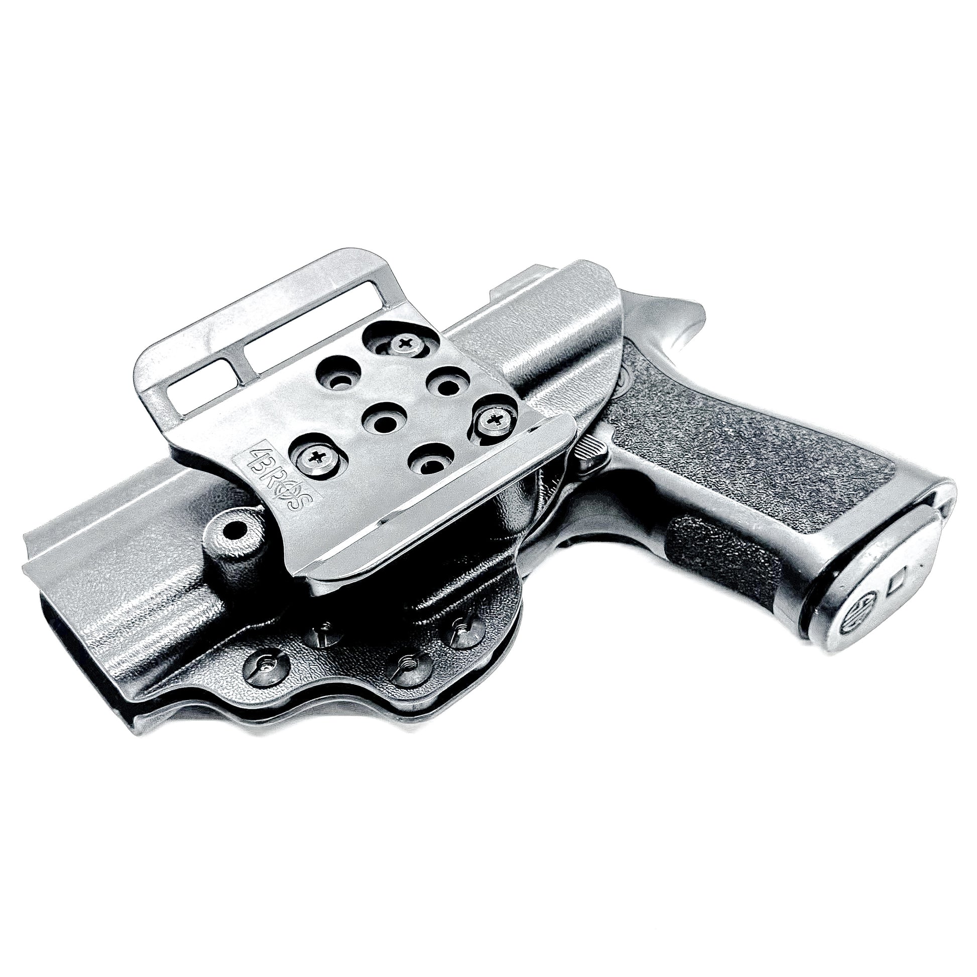 Outside Waistband Holster for Sig Sauer P320 Carry, Compact, M18 or P320  Wilson Combat Carry grip module & Gas Pedal in black with a 4BROS 1.5" Belt  Slide.