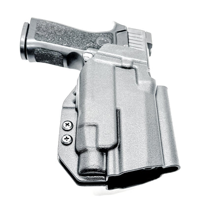 Black Outside Waistband OWB Holster for the Sig Sauer P320 Compact or Carry pistol and a Streamlight TLR-7 HL-X shown with the 4BROS 1.5" Belt Slide.