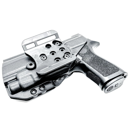 Black Outside Waistband OWB Holster for the Sig Sauer P320 Compact or Carry pistol and a Streamlight TLR-7 HL-X shown with the 4BROS 1.5" Belt Slide.