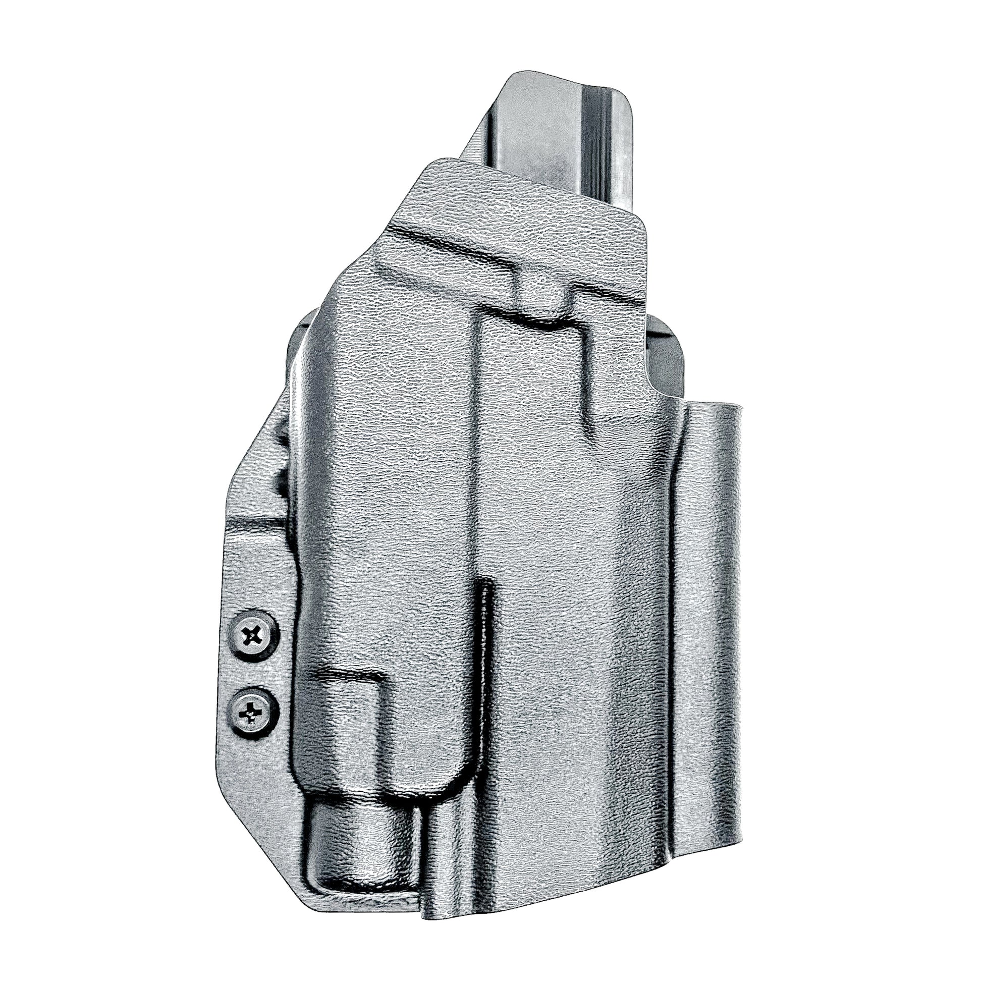 Black Outside Waistband OWB Holster for the Sig Sauer P320 Compact or Carry pistol and a Streamlight TLR-7 HL-X shown with the 4BROS 1.5" Belt Slide.