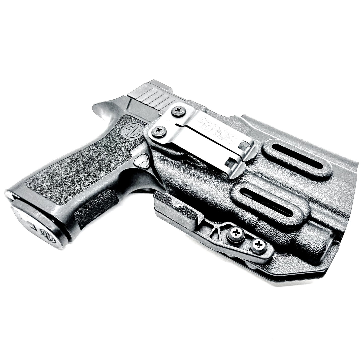 Inside Waistband Holster for Sig Sauer P320 Compact/Carry & Streamlight TLR-7 X or HL-X & Align Tactical Thumb Rest shown in black with a DCC Monoblock and a Modwing.