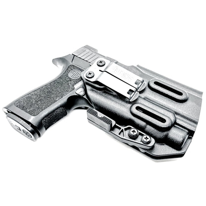 Inside Waistband Holster for Sig Sauer P320 Compact/Carry & Streamlight TLR-7 X or HL-X & Align Tactical Thumb Rest shown in black with a DCC Monoblock and a Modwing.