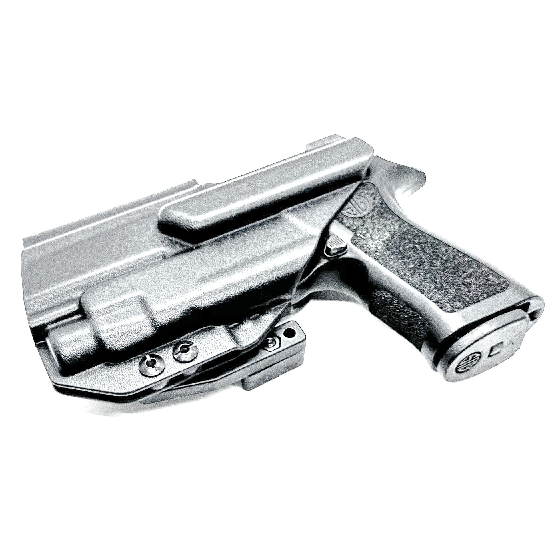 Inside Waistband Holster for Sig Sauer P320 Compact/Carry & Streamlight TLR-7 X or HL-X & Align Tactical Thumb Rest shown in black with a DCC Monoblock and a Modwing.