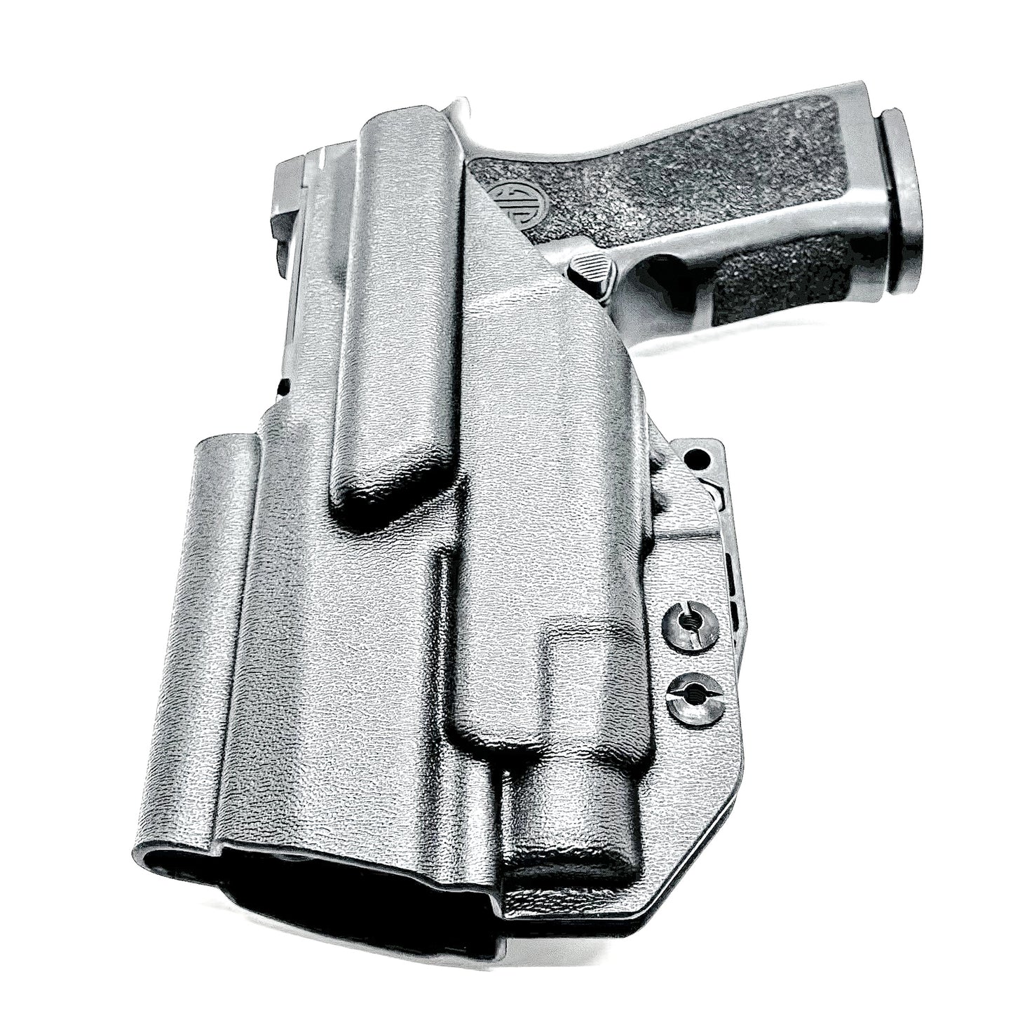 Inside Waistband Holster for Sig Sauer P320 Compact/Carry & Streamlight TLR-7 X or HL-X & Align Tactical Thumb Rest shown in black with a DCC Monoblock and a Modwing.