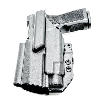 Inside Waistband Holster for Sig Sauer P320 Compact/Carry & Streamlight TLR-7 X or HL-X & Align Tactical Thumb Rest shown in black with a DCC Monoblock and a Modwing.