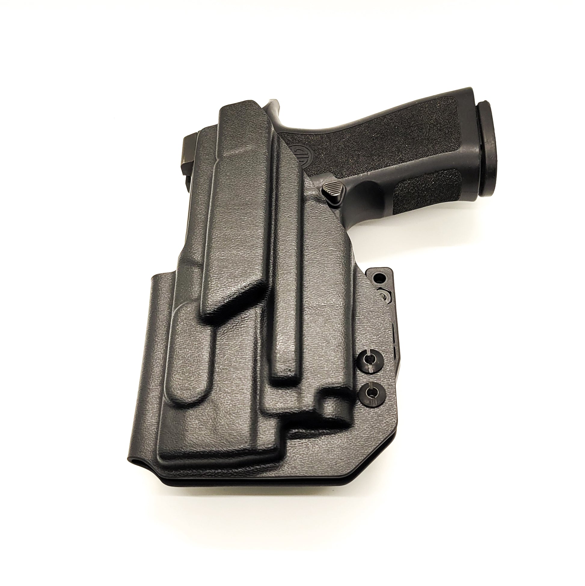 For the best IWB Inside waistband holster for Sig Sauer P320  Compact, Carry, or M18 & Olight PL-Mini 2 with GoGun USA Gas Pedal, shop Four Brothers holsters. 