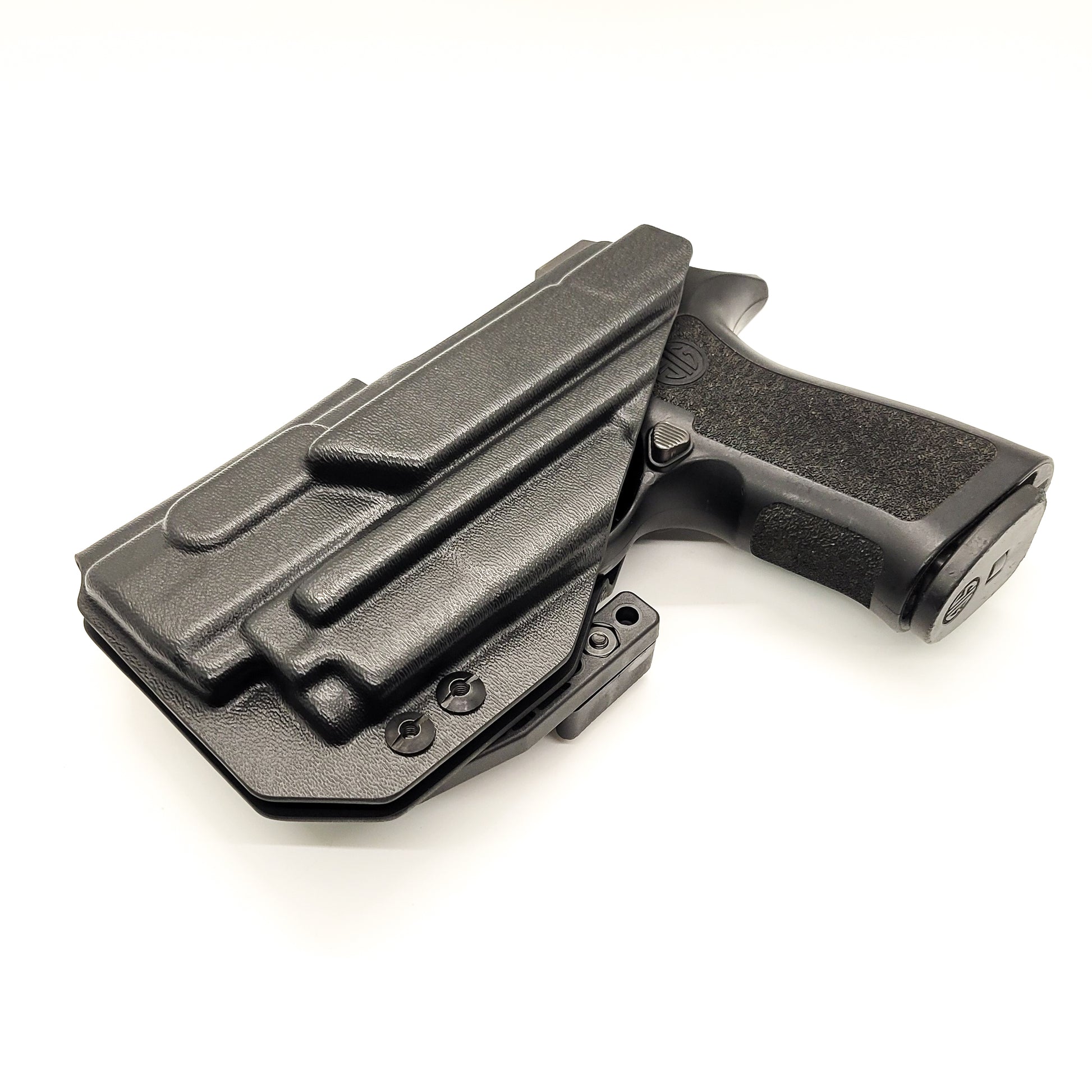 For the best IWB Inside waistband holster for Sig Sauer P320  Compact, Carry, or M18 & Olight PL-Mini 2 with GoGun USA Gas Pedal, shop Four Brothers holsters. 