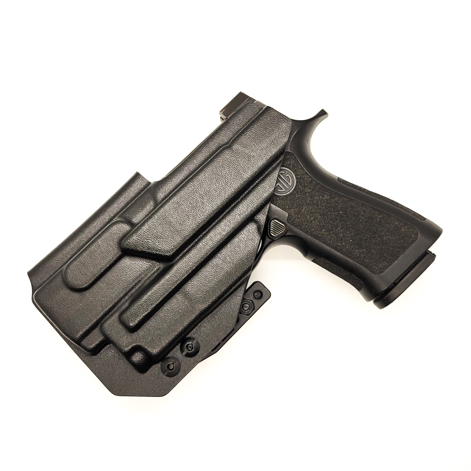 For the best IWB Inside waistband holster for Sig Sauer P320  Compact, Carry, or M18 & Olight PL-Mini 2 with GoGun USA Gas Pedal, shop Four Brothers holsters. 