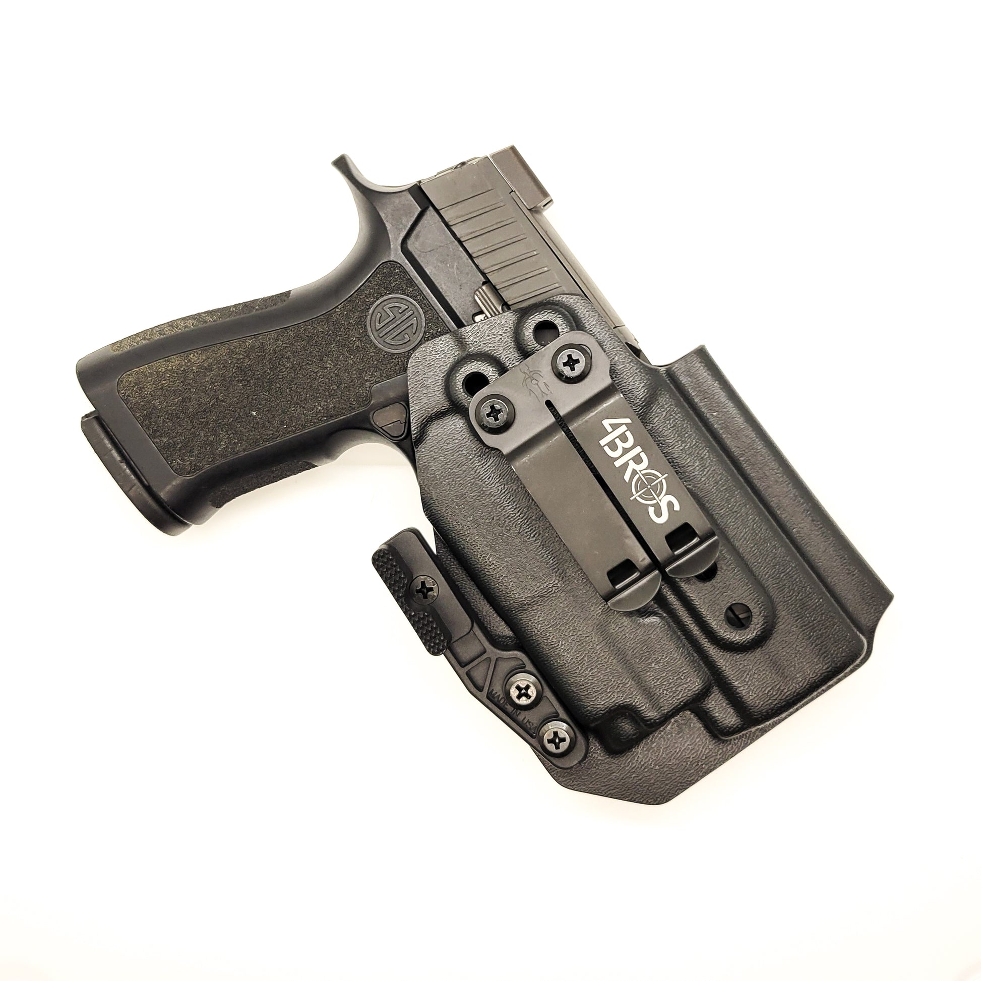 For the best IWB Inside waistband holster for Sig Sauer P320  Compact, Carry, or M18 & Olight PL-Mini 2 with GoGun USA Gas Pedal, shop Four Brothers holsters. 