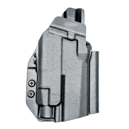 Outside Waistband OWB Holster for the Sig Sauer P320 Compact, Carry and M18 pistols with a Streamlight TLR-7 X & HL-X & Gas Pedal.  Shown in black with a 4BROS 1.5" Belt Slide.