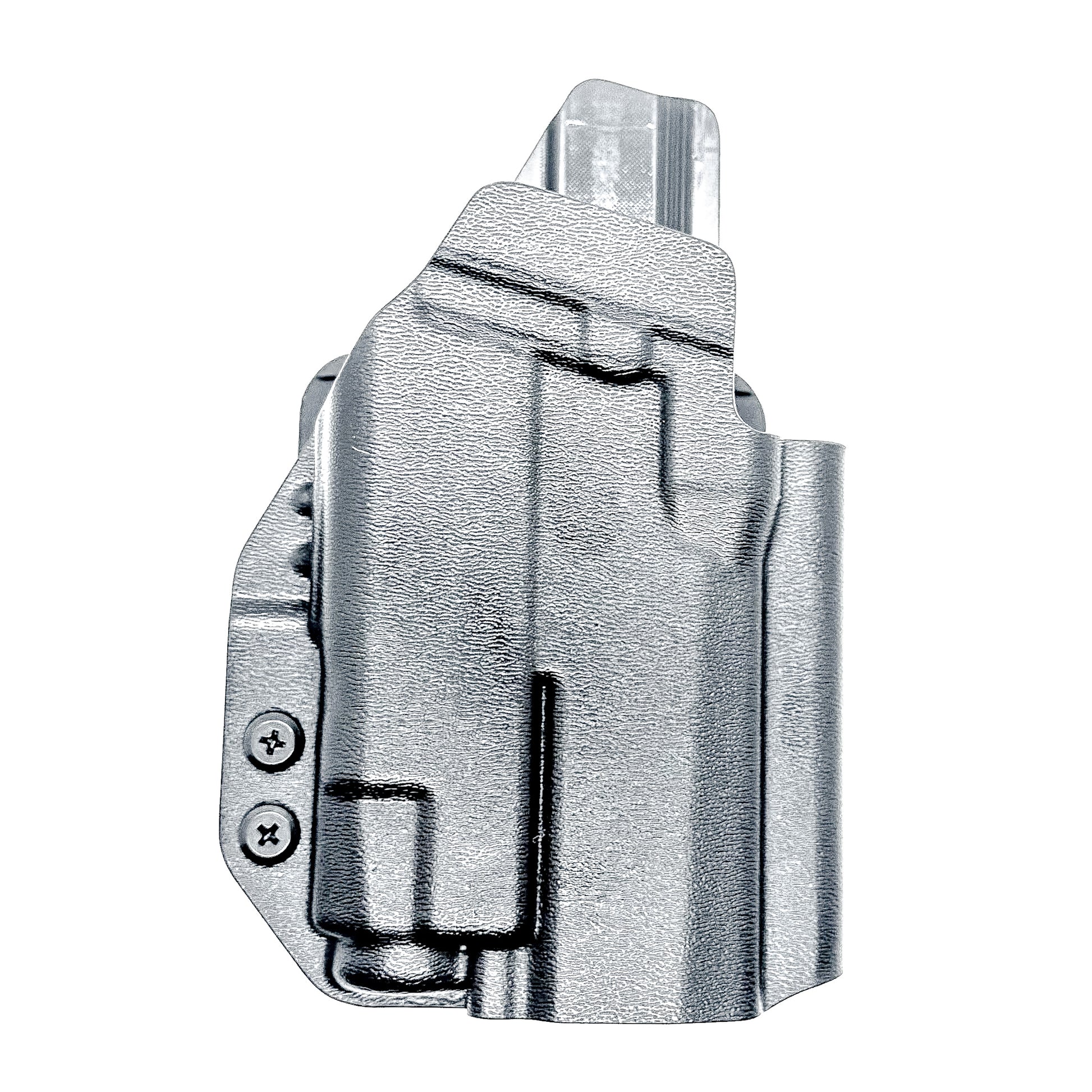 Black Outside Waistband OWB Holster for the Sig Sauer P320 Compact or Carry pistol and a Streamlight TLR-7 X or A shown with the 4BROS 1.5" Belt Slide.