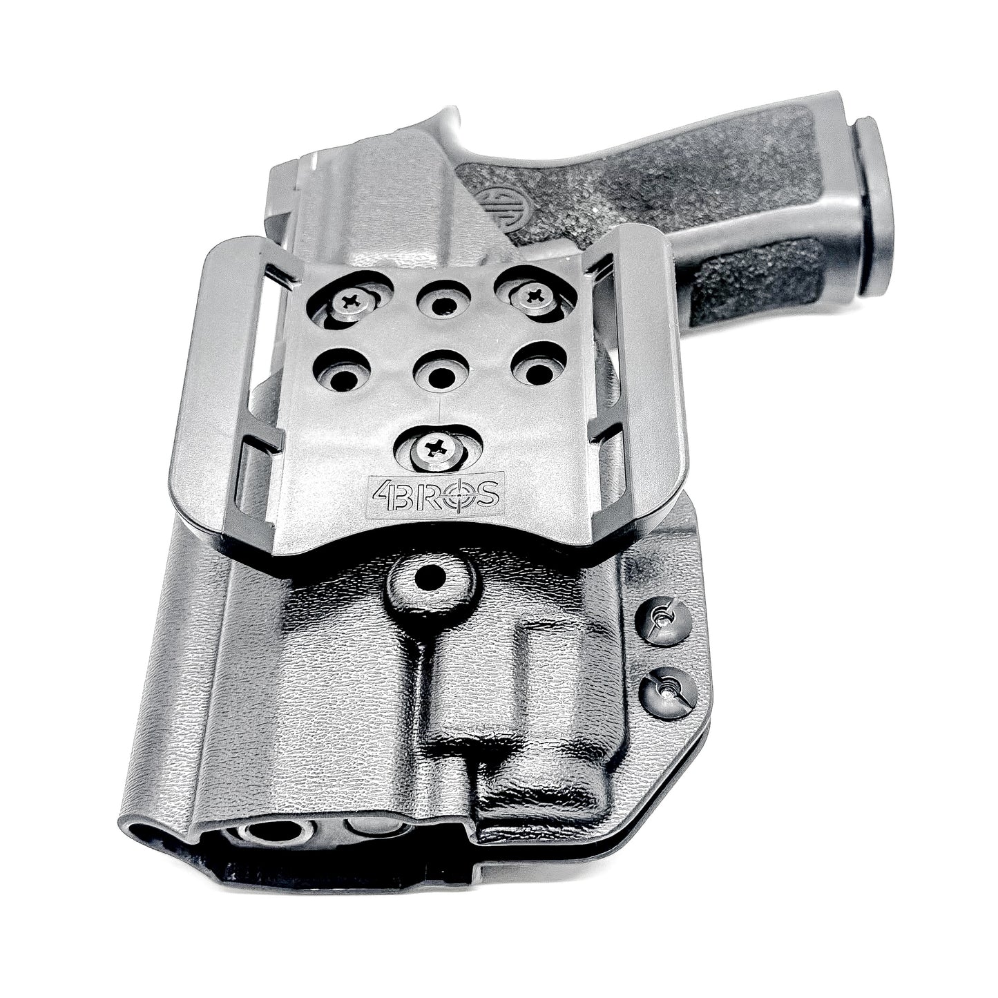 Black Outside Waistband OWB Holster for the Sig Sauer P320 Compact or Carry pistol and a Streamlight TLR-7 X or A shown with the 4BROS 1.5" Belt Slide.