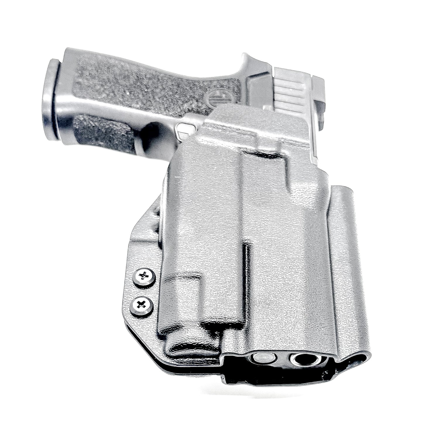 Black Outside Waistband OWB Holster for the Sig Sauer P320 Compact or Carry pistol and a Streamlight TLR-7 X or A shown with the 4BROS 1.5" Belt Slide.