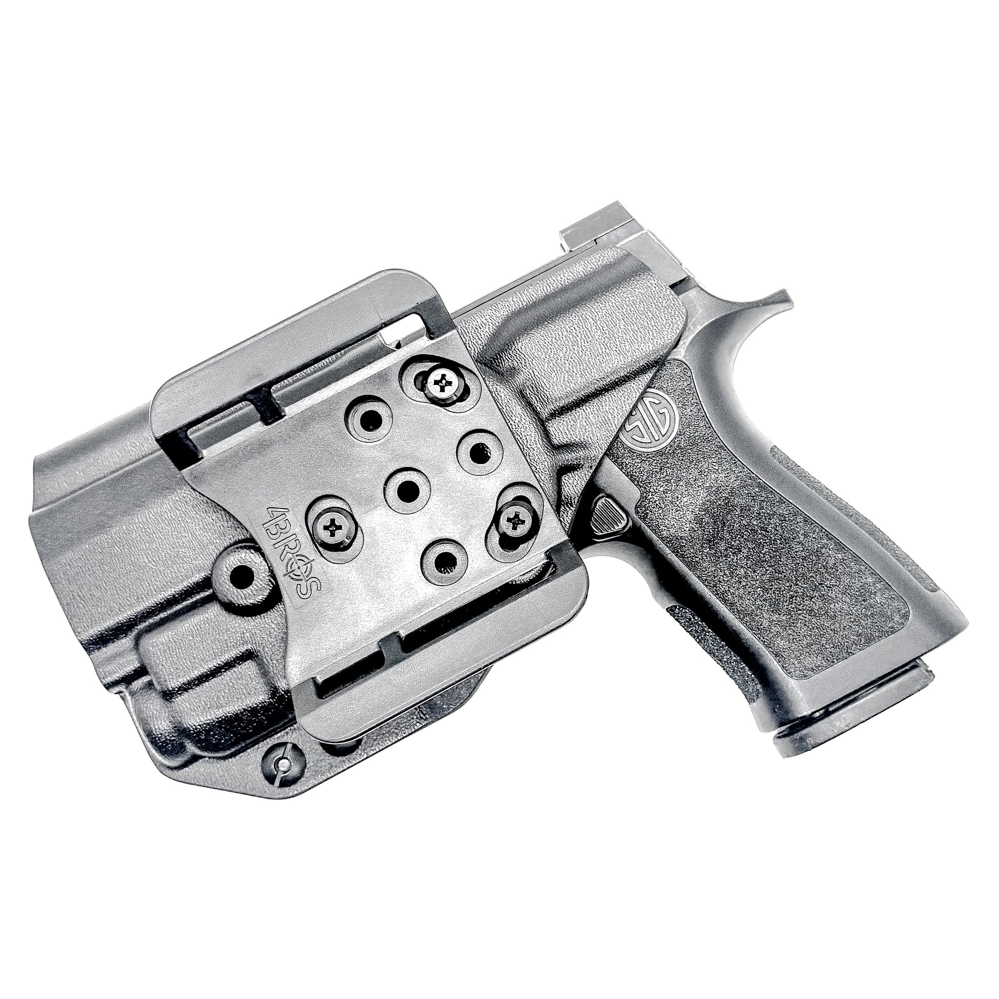 Black Outside Waistband OWB Holster for the Sig Sauer P320 Compact or Carry pistol and a Streamlight TLR-7 X or A shown with the 4BROS 1.5" Belt Slide.