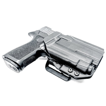 Black Outside Waistband OWB Holster for the Sig Sauer P320 Compact or Carry pistol and a Streamlight TLR-7 X or A shown with the 4BROS 1.5" Belt Slide.
