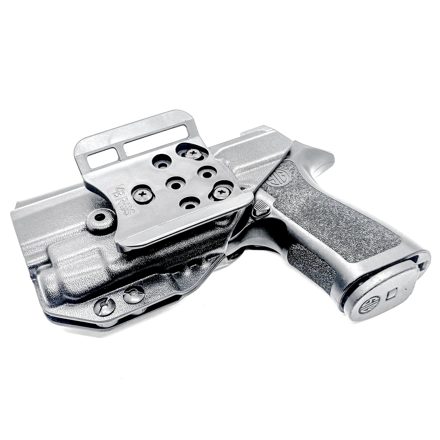 Black Outside Waistband OWB Holster for the Sig Sauer P320 Compact or Carry pistol and a Streamlight TLR-7 X or A shown with the 4BROS 1.5" Belt Slide.