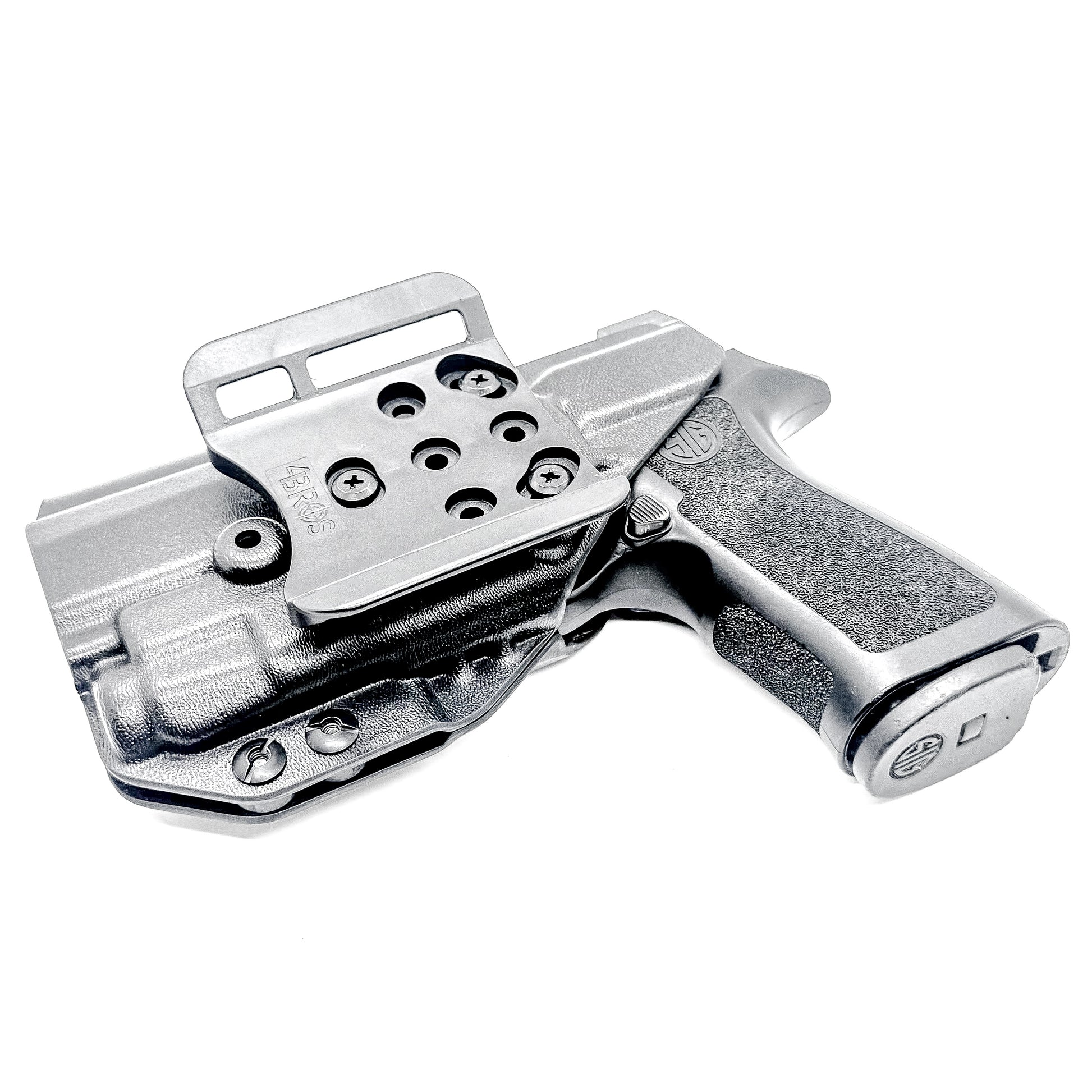 Black Outside Waistband OWB Holster for the Sig Sauer P320 Compact or Carry pistol and a Streamlight TLR-7 X or A shown with the 4BROS 1.5" Belt Slide.