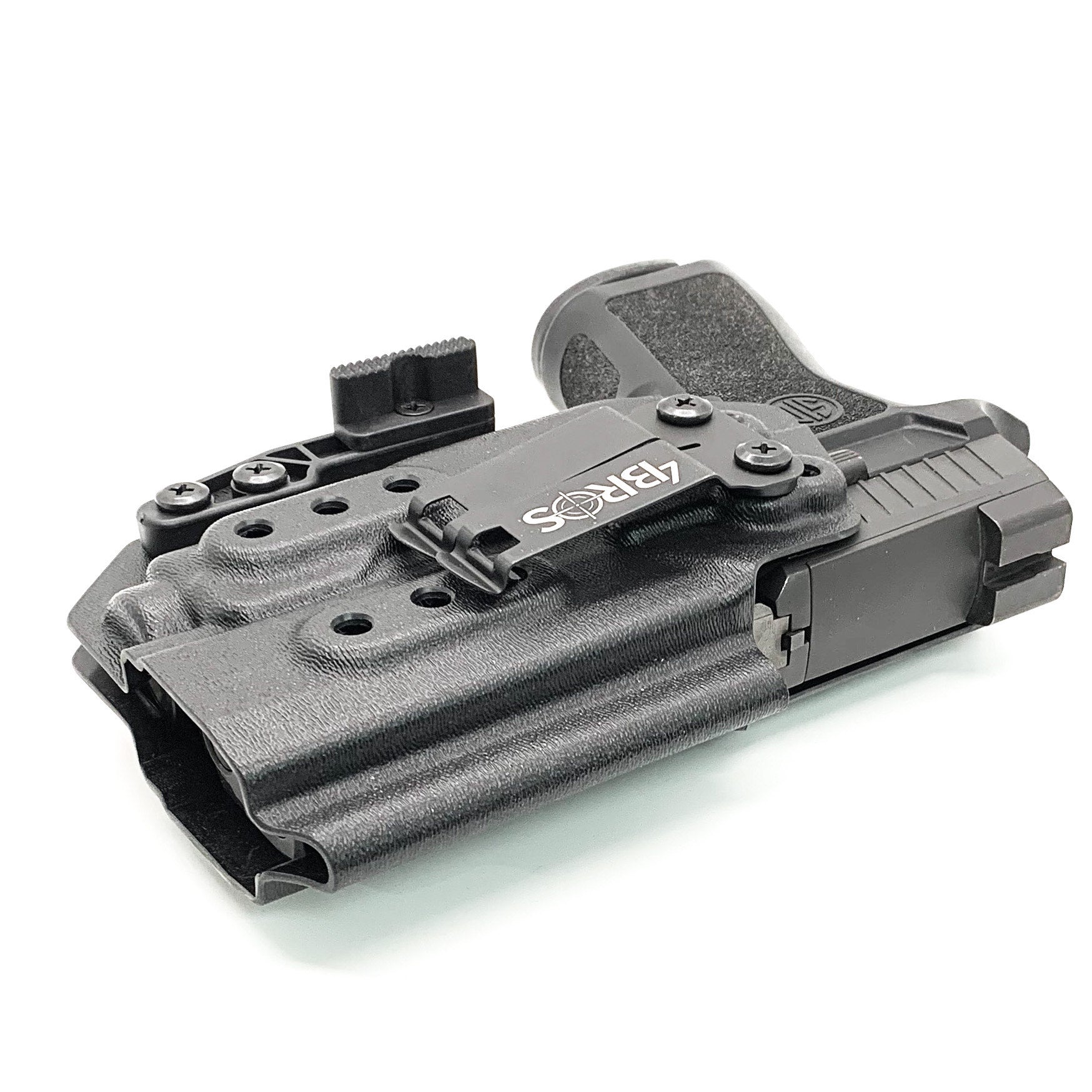 For the best IWB Kydex Inside Waistband Holster for the Sig Sauer P320 Compact, Carry or M18 & Streamlight TLR-8A & Gas Pedal shop Four Brothers Holsters  
