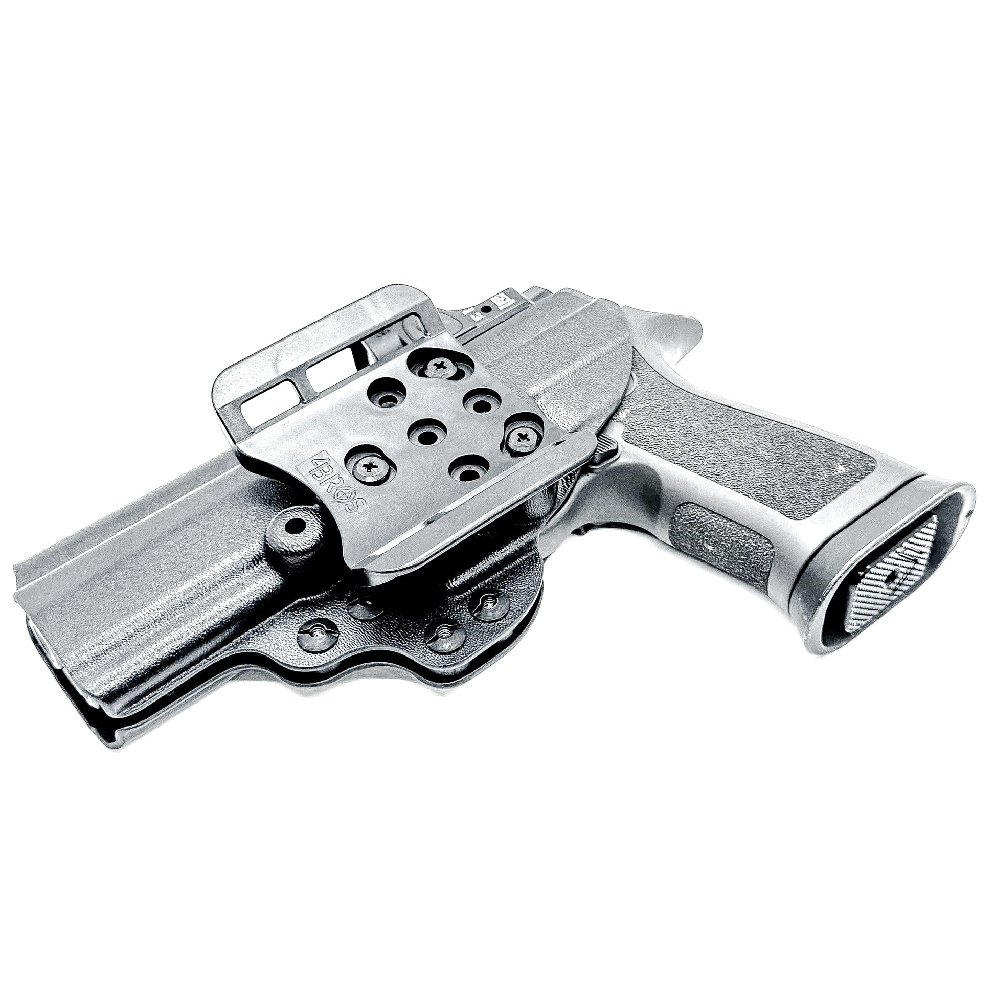 Black Outside Waistband OWB Kydex holster for the Sig Sauer P320 Full Size X5 or M17 pistol with a 4BROS 1.5" Belt Slide.