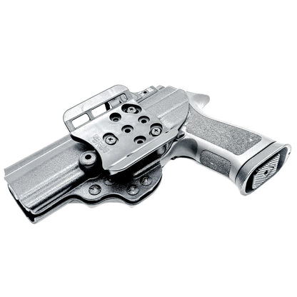 Black Outside Waistband OWB Kydex holster for the Sig Sauer P320 Full Size X5 or M17 pistol with a 4BROS 1.5" Belt Slide.