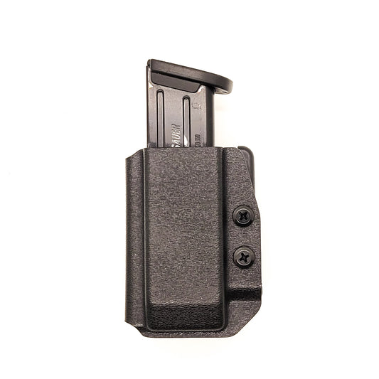 For the best, most comfortable, and rugged Kydex OWB Outside Waistband magazine pouch for Sig Sauer P320 shop Four Brothers Holsters.  Suitable for belt widths of 1 1/2", 1 3/4". 2" & 2 1/2" Adjustable retention and cant outside waist carrier holster Sig P320, Glock 9mm & 40, Ruger, Walther, Smith & Wesson, FN