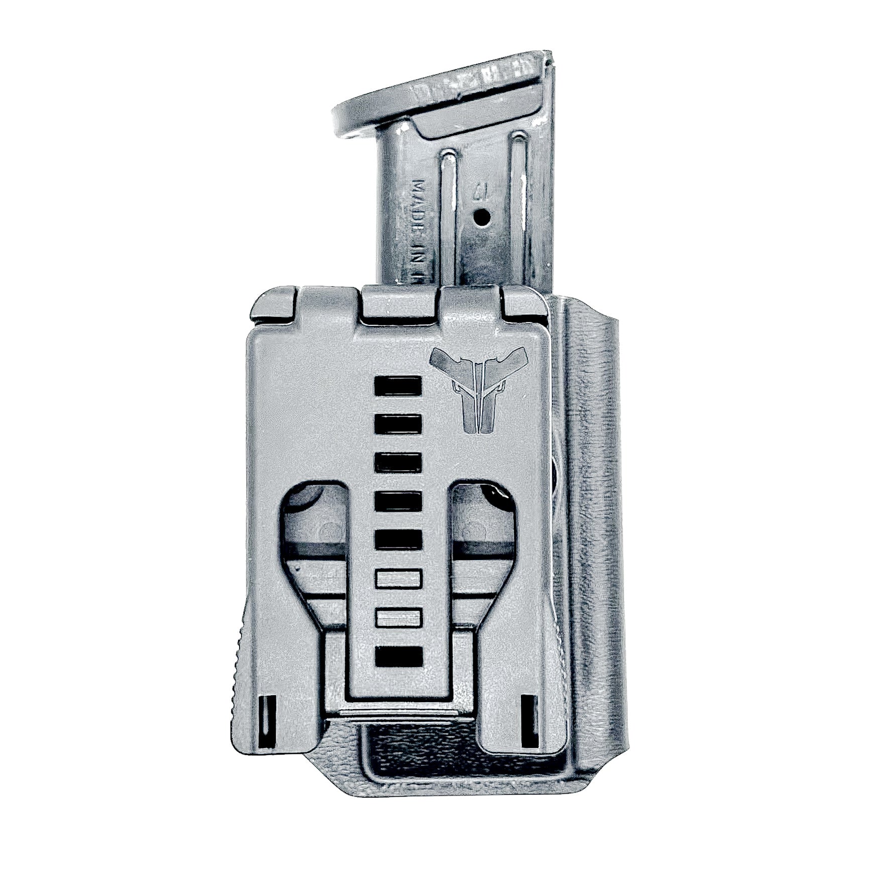 Black Kydex OWB Outside Waistband magazine pouch for Sig Sauer P320 from Four Brothers Holsters.  Adjustable retention.