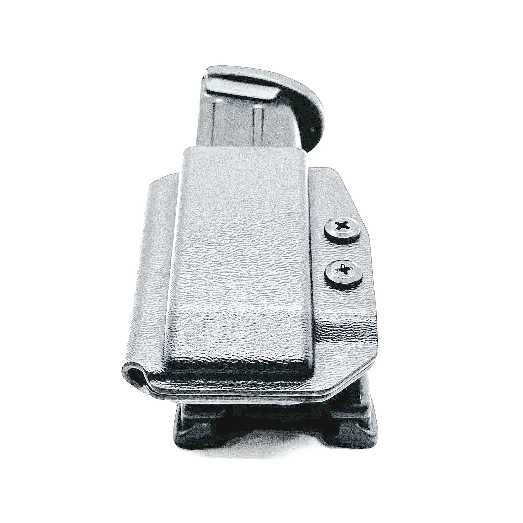 Black Kydex OWB Outside Waistband magazine pouch for Sig Sauer P320 from Four Brothers Holsters.  Adjustable retention.