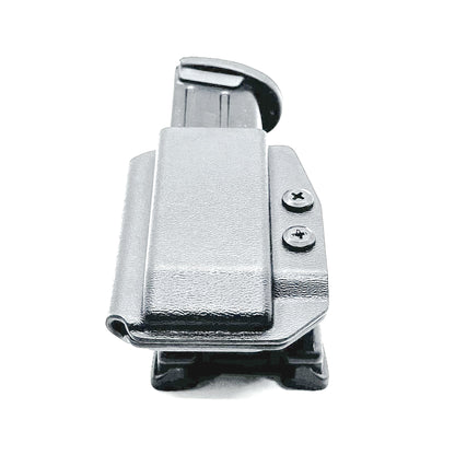 Black Kydex OWB Outside Waistband magazine pouch for Sig Sauer P320 from Four Brothers Holsters.  Adjustable retention.