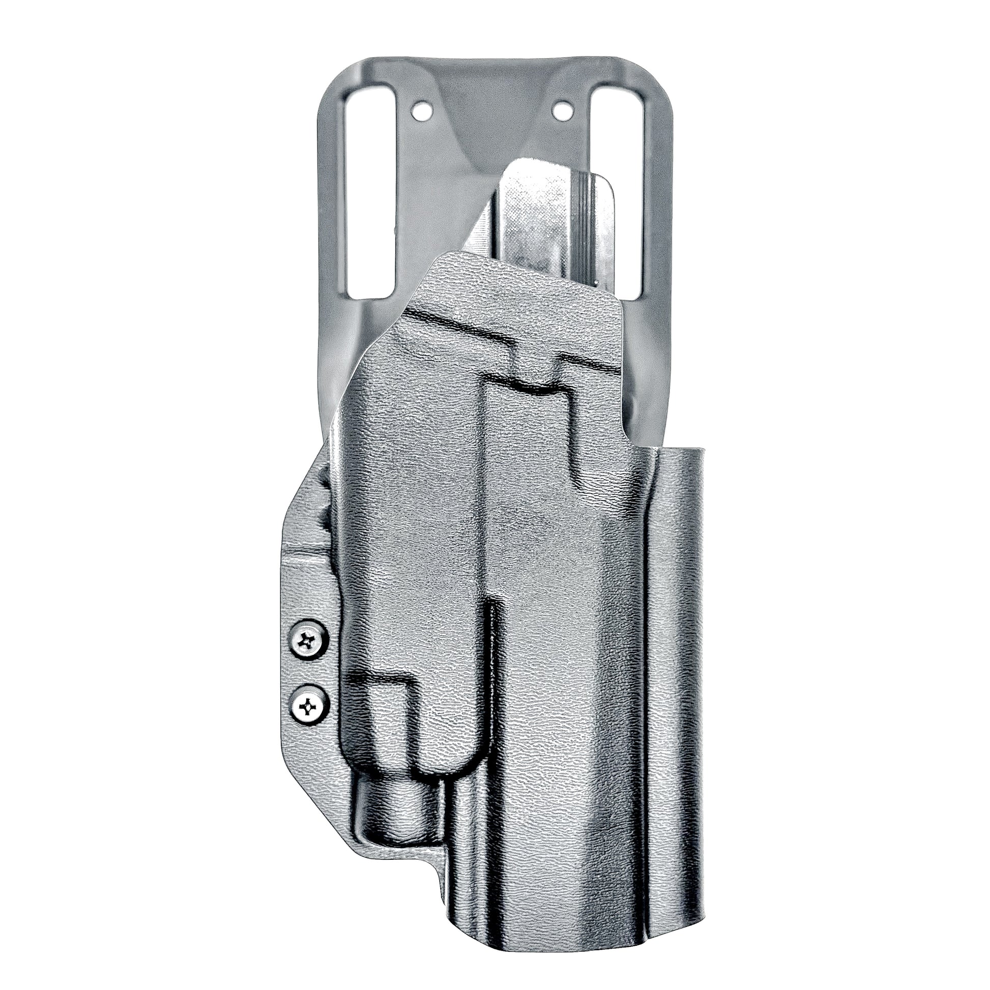 Outside Waistband OWB Duty & Competition holster for the Sig Sauer P320 pistol & Streamlight TLR-7 X,  A or HL-X.  Shown in black with a Duty Drop Attachment.
