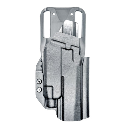 Outside Waistband OWB Duty & Competition holster for the Sig Sauer P320 pistol & Streamlight TLR-7 X,  A or HL-X.  Shown in black with a Duty Drop Attachment.
