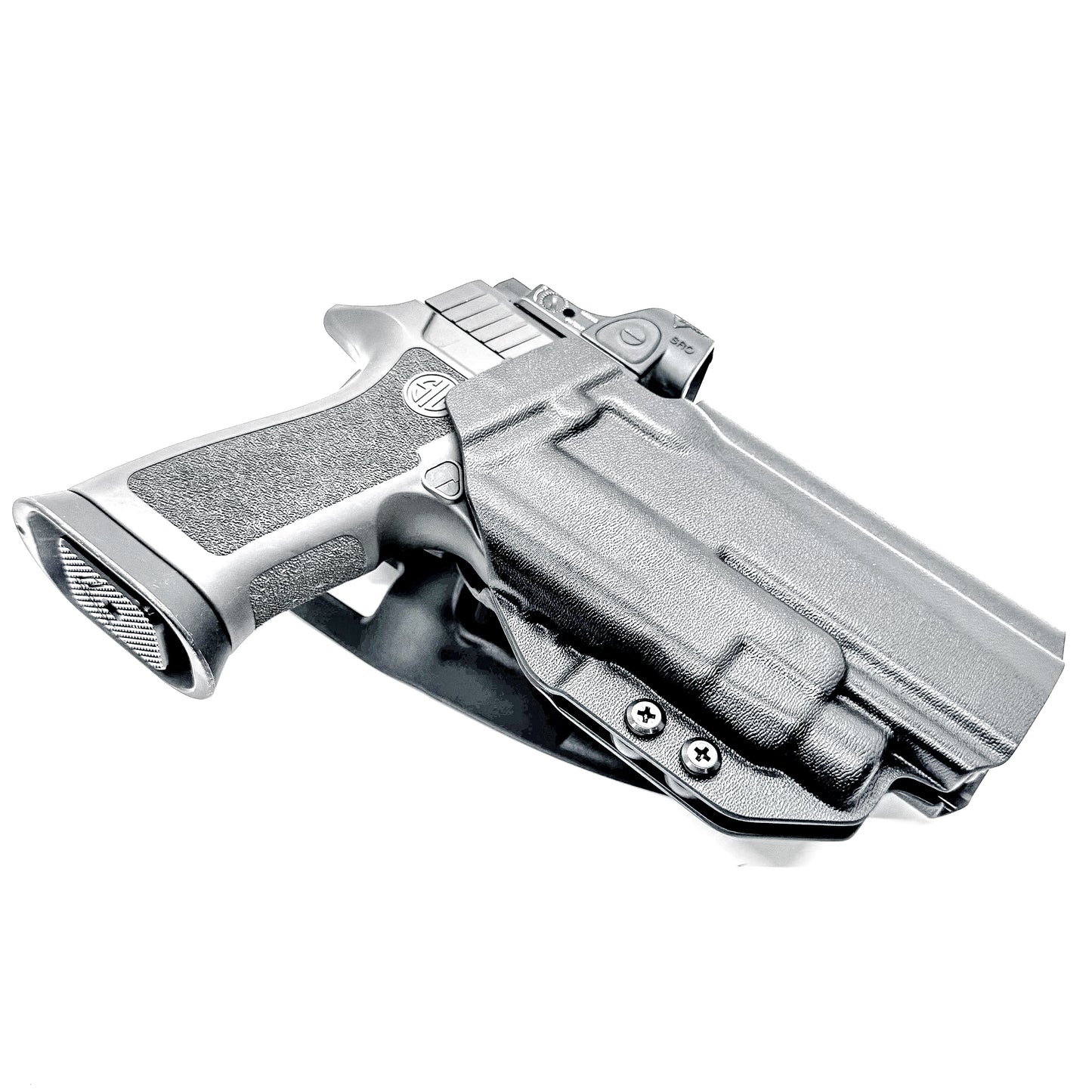 Outside Waistband OWB Duty & Competition holster for the Sig Sauer P320 pistol & Streamlight TLR-7 X,  A or HL-X.  Shown in black with a Duty Drop Attachment.