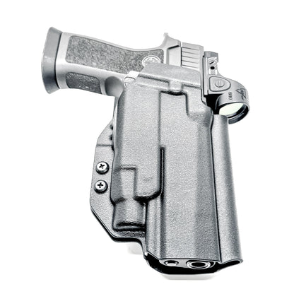 Outside Waistband OWB Duty & Competition holster for the Sig Sauer P320 pistol & Streamlight TLR-7 X,  A or HL-X.  Shown in black with a Duty Drop Attachment.