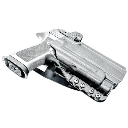 Black Outside Waistband OWB Full Size or Carry P320 series & Streamlight TLR-1 or TLR-1 HL Duty & Competition Holster with Duty Drop from Four 
Brothers Holsters.