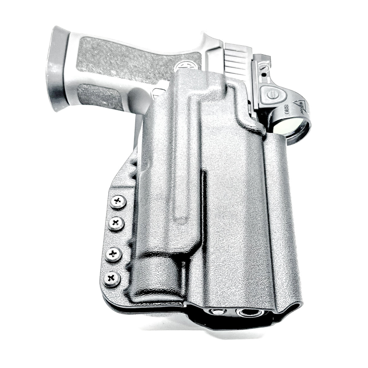 Black Outside Waistband OWB Full Size or Carry P320 series & Streamlight TLR-1 or TLR-1 HL Duty & Competition Holster with Duty Drop from Four 
Brothers Holsters.