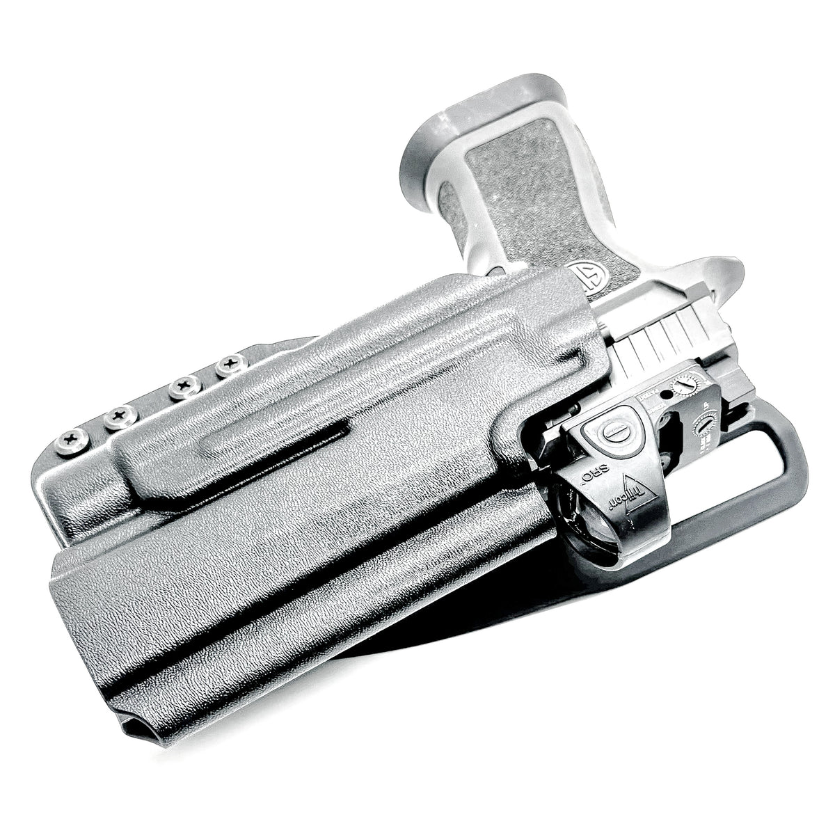 Black Outside Waistband OWB Full Size or Carry P320 series & Streamlight TLR-1 or TLR-1 HL Duty & Competition Holster with Duty Drop from Four 
Brothers Holsters.