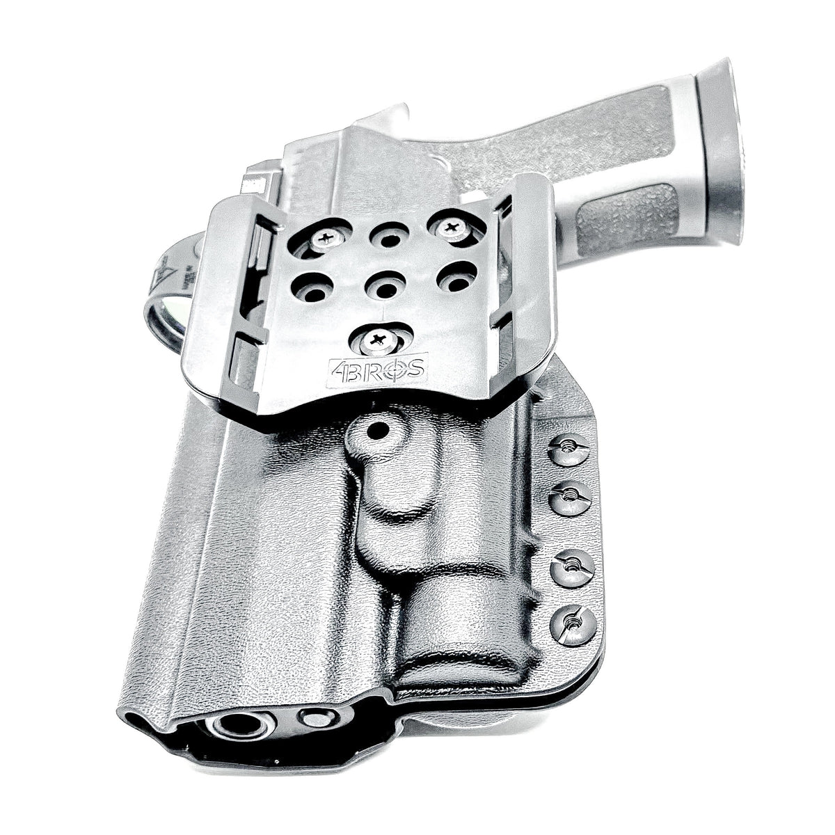 OWB Holster for the Sig Sauer P320 Full Size, Carry, Compact, M17, M18, X-Five or X5 pistol & Streamlight TLR-1, shown in Black with a 4BROS 1.5" Belt Slide.