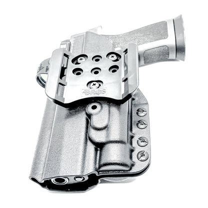 OWB Holster for the Sig Sauer P320 Full Size, Carry, Compact, M17, M18, X-Five or X5 pistol & Streamlight TLR-1, shown in Black with a 4BROS 1.5" Belt Slide.