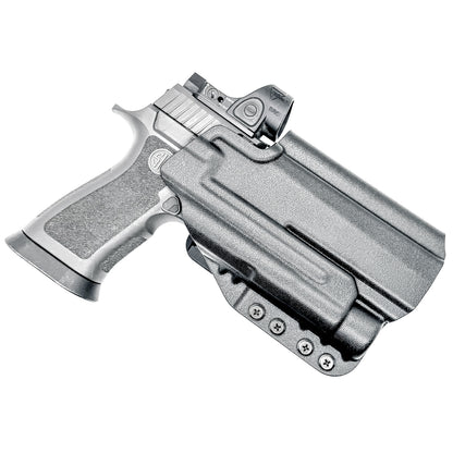 OWB Holster for the Sig Sauer P320 Full Size, Carry, Compact, M17, M18, X-Five or X5 pistol & Streamlight TLR-1, shown in Black with a 4BROS 1.5" Belt Slide.