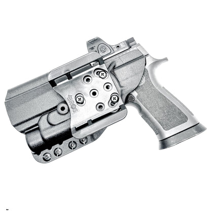 OWB Holster for the Sig Sauer P320 Full Size, Carry, Compact, M17, M18, X-Five or X5 pistol & Streamlight TLR-1, shown in Black with a 4BROS 1.5" Belt Slide.