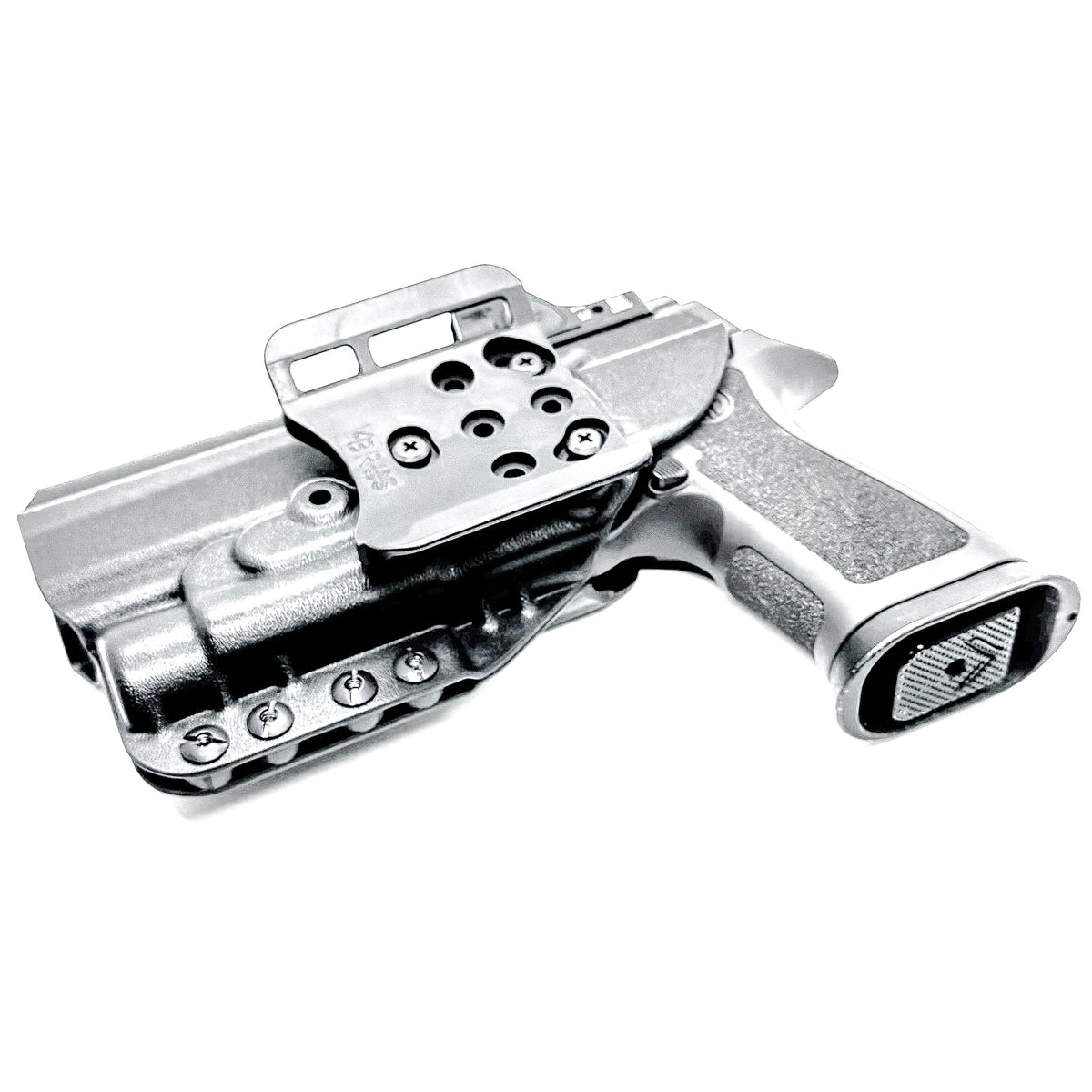 OWB Holster for the Sig Sauer P320 Full Size, Carry, Compact, M17, M18, X-Five or X5 pistol & Streamlight TLR-1, shown in Black with a 4BROS 1.5" Belt Slide.