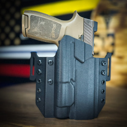 For the best OWB Outside Waistband pancake-style holster for the Sig Sauer P320 with the Streamlight TLR-1 HL or  TLR-1, shop Four Brothers 4BROS Holsters.  
