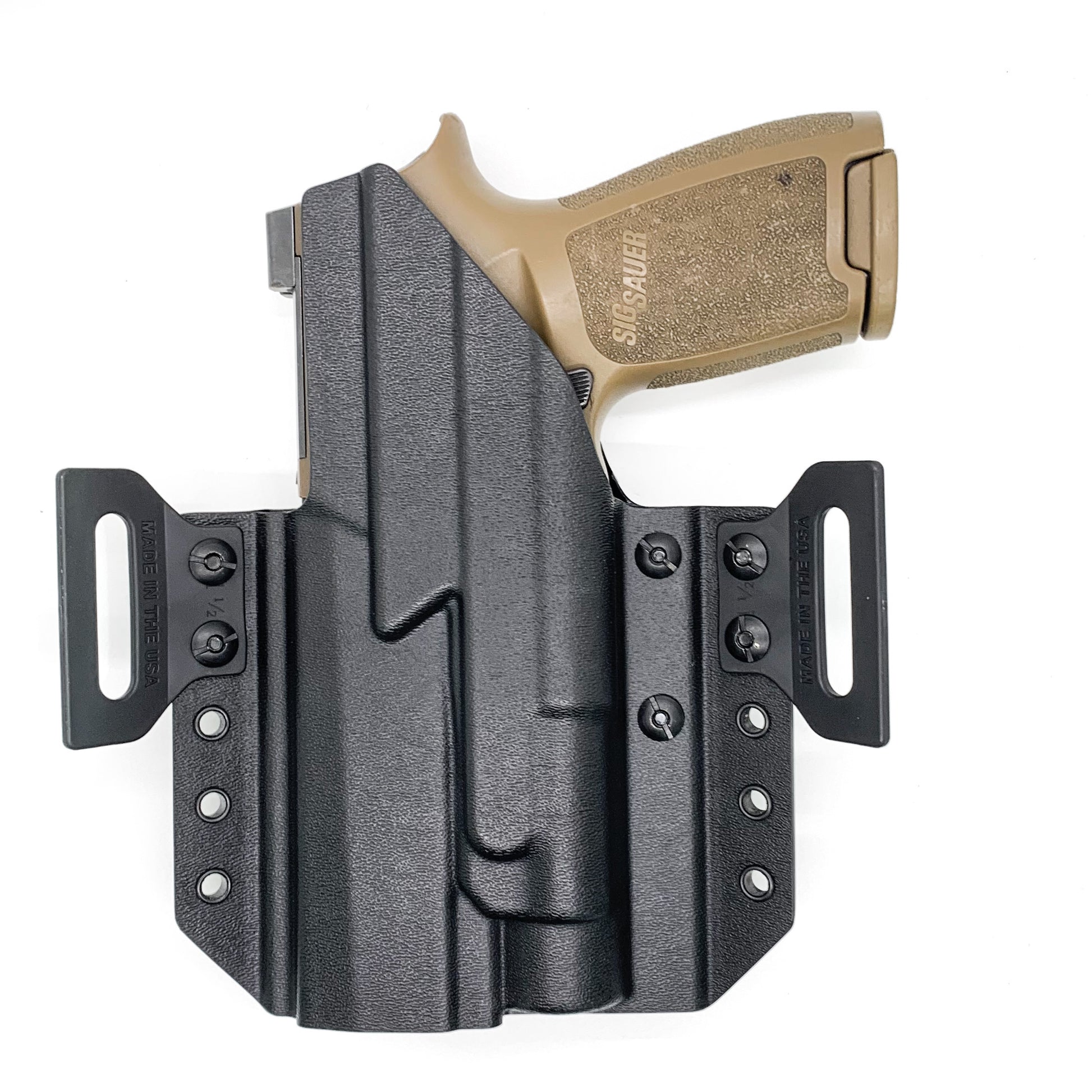 For the best OWB Outside Waistband pancake-style holster for the Sig Sauer P320 with the Streamlight TLR-1 HL or  TLR-1, shop Four Brothers 4BROS Holsters.  