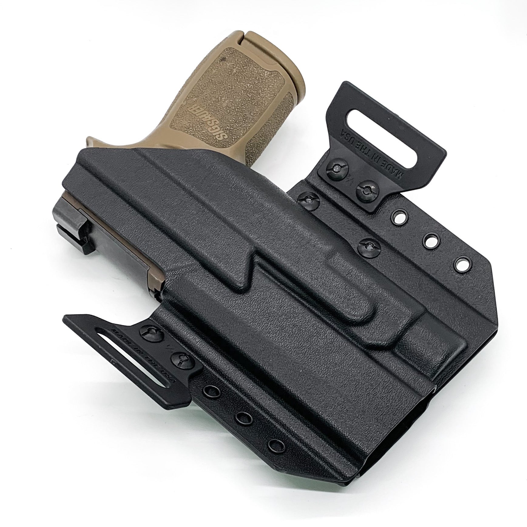 For the best OWB Outside Waistband pancake-style holster for the Sig Sauer P320 with the Streamlight TLR-1 HL or  TLR-1, shop Four Brothers 4BROS Holsters.  